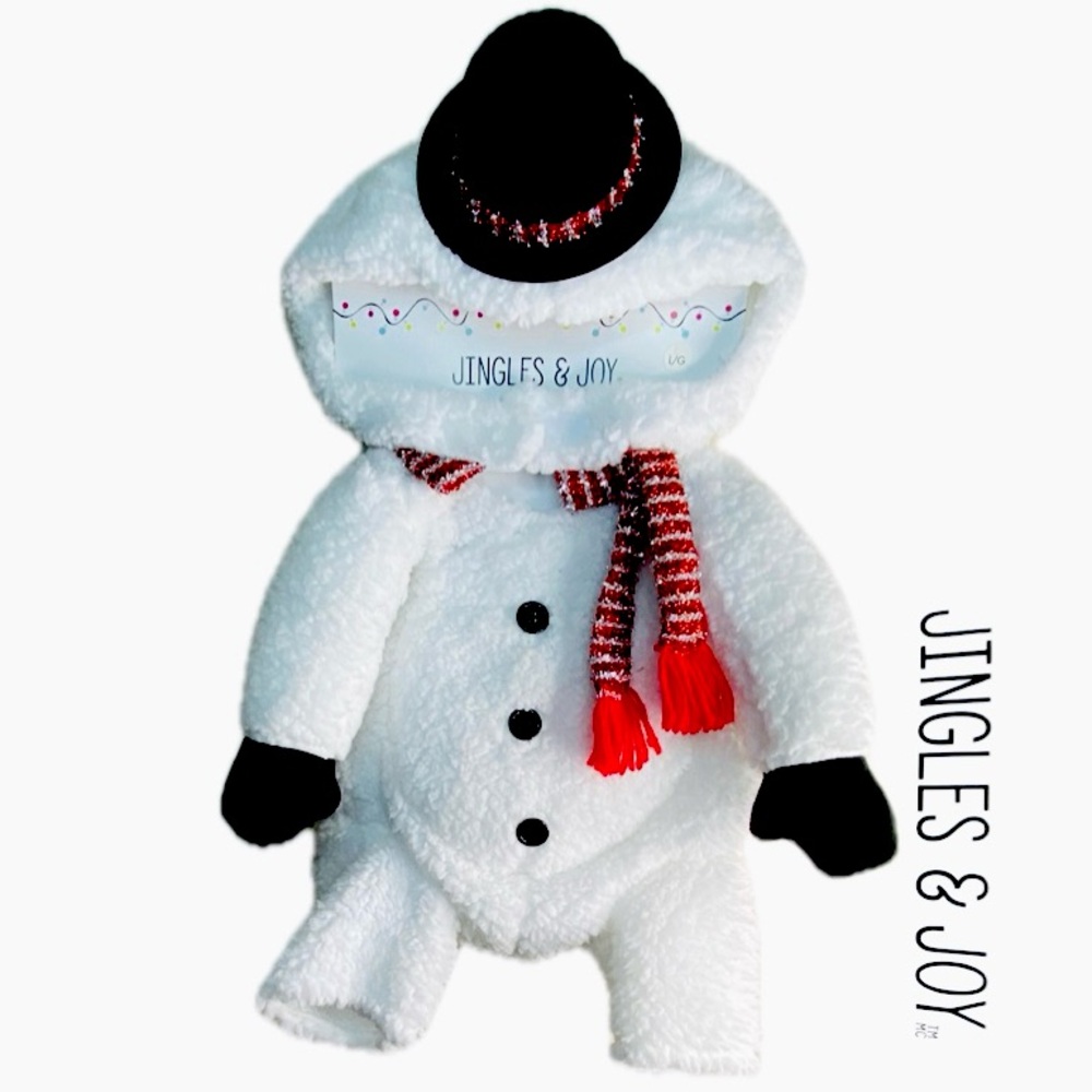 JUNGLES & JOY Furry Holiday Snowman 2-Piece Dog Costume Size Large